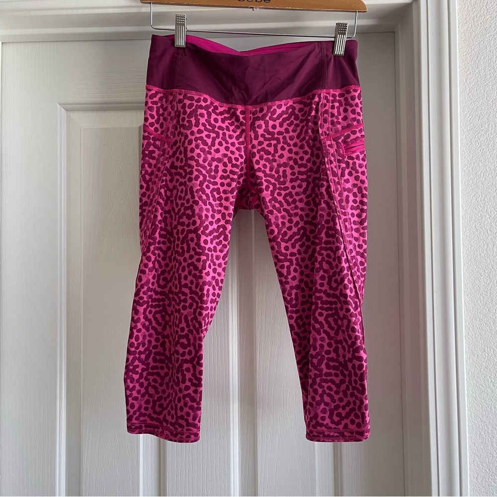 Lululemon Run Top Speed Crop Leggings In Magenta Luxtreme Pockets Women’s Sz 6